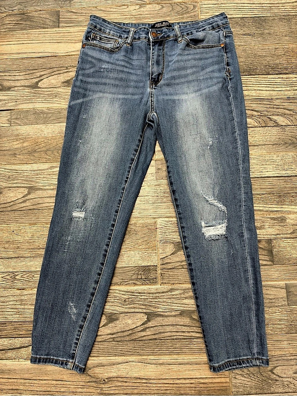Judy Blue Straight Leg Distressed Jeans Blue Waist 32